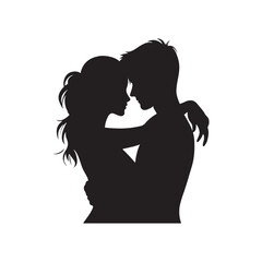 Eternal Embrace Harmony: Valentine Couple Silhouette for Captivating Stock - Valentine Vector, Couple Vector Stock
