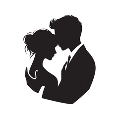 Passionate Emotion: Valentine Couple Silhouette, Ideal for Romantic Stock - Valentine Vector, Couple Vector Stock
