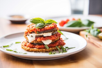 eggplant parmesan with a crispy breadcrumb topping close-up
