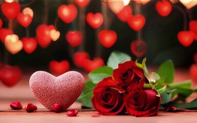Obraz na płótnie Canvas Valentine Background with​ red roses and heart