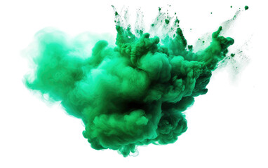 Experience the Luminosity in the Dazzling Green Powder Detonation on a White or Clear Surface PNG...