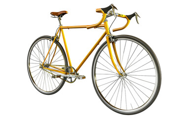 Fototapeta na wymiar Bicicleta de Piñón Fijo Amarilla con Manillar de Gota Sobre fondo transparente.