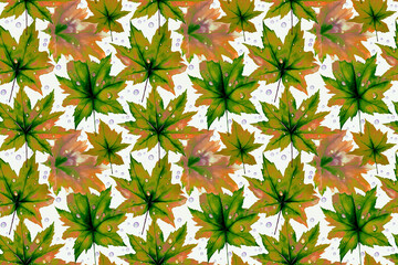 Autumn leaves seamless pattern with a kaleidoscope effect for artistic backgrounds
