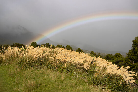 Rainbow over mount Taranaki