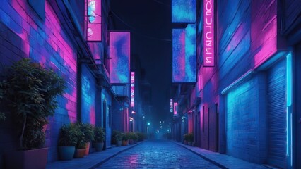 Obraz premium night japanese city street
