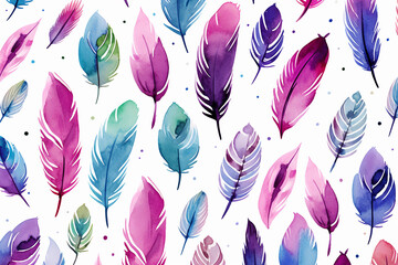 Background of bright feathers,drawn cartoon illustration