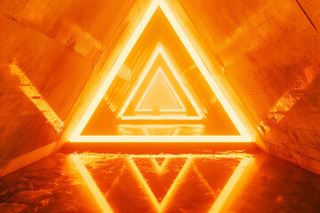 Triangular shape neon glowing laser futuristic sci-fi background, abstract 3d wallpaper concept...
