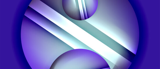Glossy metal glowing circles geometric background. Minimal abstract composition. Vector illustration For Wallpaper, Banner, Background, Card, Book Illustration, landing page