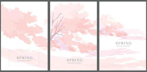 Spring watercolor backgrounds. Minimal design. 