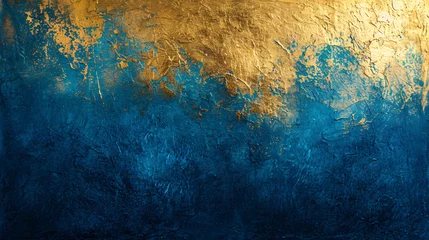 Foto op Plexiglas Abstract blue gold background, abstract blue texture with gold splash, blue luxury background concept illustration © lin