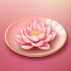 Beautiful pink plate with lotus flower candle gradient image Ai generated art
