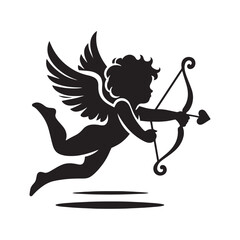 Fototapeta premium Ethereal Valentine's Cupid Silhouette: Enchanting Stock Image for Love-themed Collections - Love Vector - Cupid Vector 