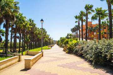 Seaside promenade in Isla Canela, andalucia, Spain © malajscy