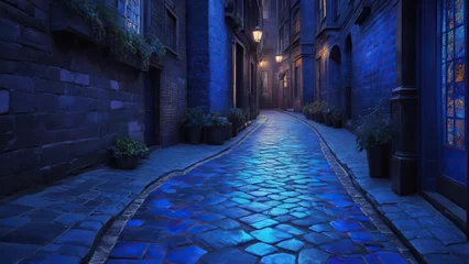 Fotobehang narrow street at night © chep