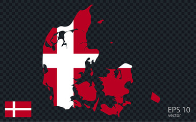 Vector map of Denmark. Vector design isolated on grey background.
