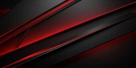 Black abstract diagonal overlap layers background with red light decoration 3D Abstract Red and Black Background.