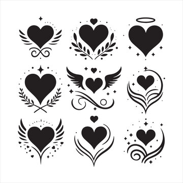 Ephemeral Devotion Outline: Intriguing Stock Image - Valentine Silhouette - Heart Vector
