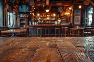 Obraz premium Empty wooden table and blurred background. Generative AI