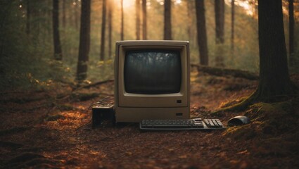 old tv in the forest