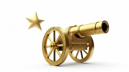  golden cannon isolated on a white background