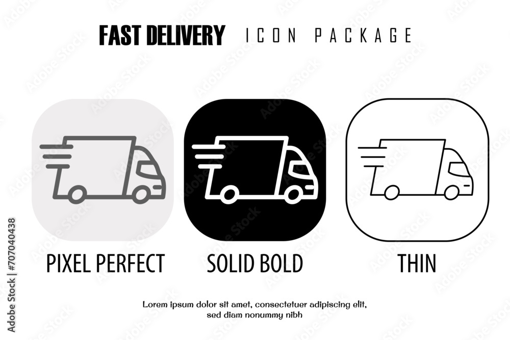 Poster fast delivery, quick delivery outline icon in different style vector design pixel perfect