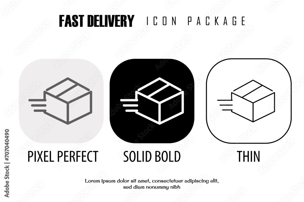 Poster fast delivery, quick delivery outline icon in different style vector design pixel perfect
