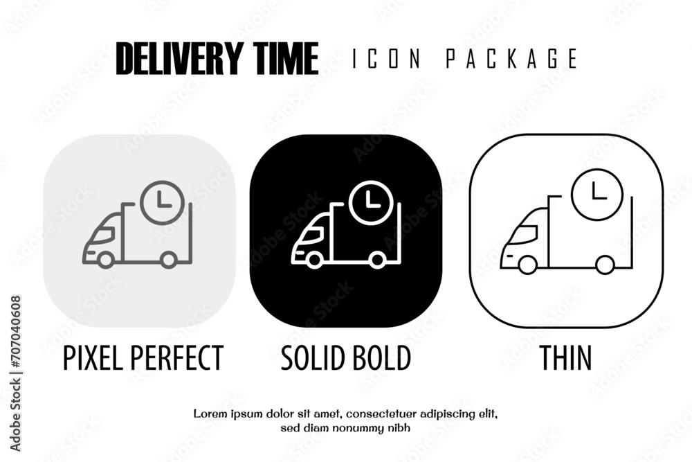 Poster delivery time outline icon in different style vector design pixel perfect