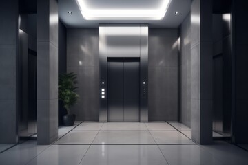 Obraz premium Elegant Elevator in Modern Interior Design Hall