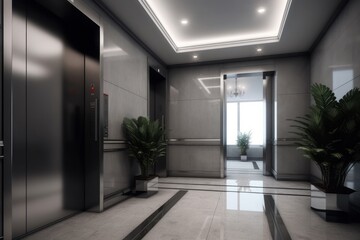 Fototapeta premium Elegant Elevator in Modern Interior Design Hall