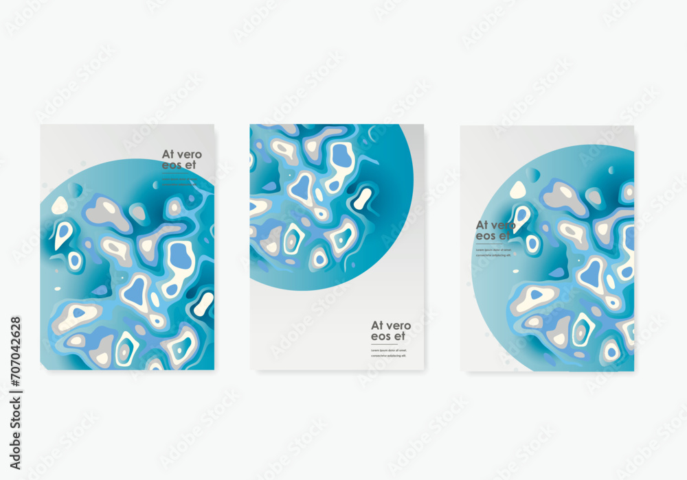 Poster Abstract modern graphic elements. Dynamical blue forms and shapes. Vector banners with flowing liquid shapes