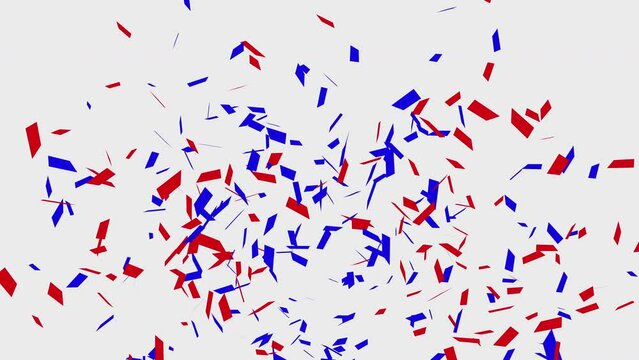 Red and blue Confetti Explosion on white alpha channel cgi
