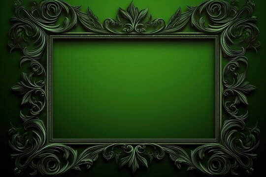Decorated fantasy photo frame on green background