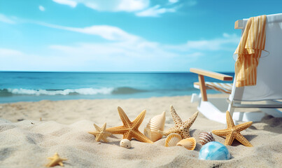 Fototapeta na wymiar Sand Sea Summer Things Beach. High quality phto