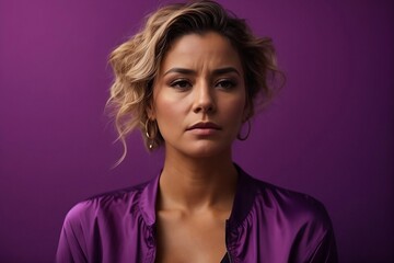 Fototapeta premium A woman in vibrant purple background