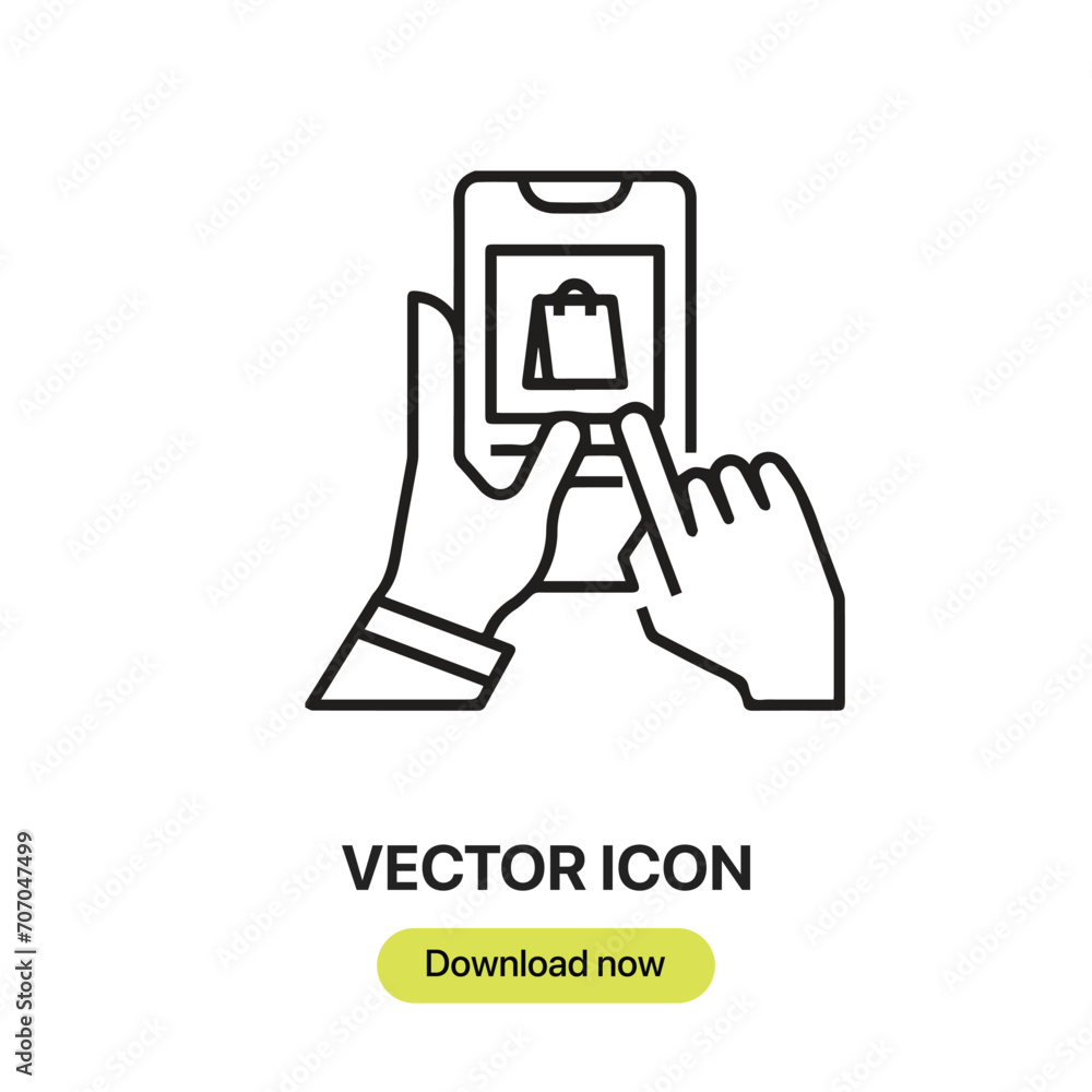 Leinwandbilder Online Shopping icon vector. Linear-style sign for mobile concept and web design. Online Shopping symbol illustration. Pixel vector graphics - Vector.	