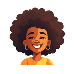 African American Afro hair beautiful girl flat design illustration. Isolated on transparent background