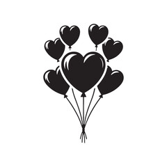 Captivating Moment: Heart Balloon Silhouette in Stock - Valentine Silhouette - Heart Balloon Vector
