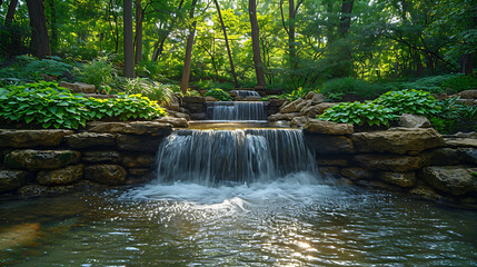 waterfall in the garden - Symphony of Nature: Harmony Collection with Breathtaking Scenes