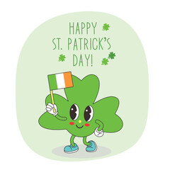 Patricks Day vector isolated illustration. St. Patrick's Day concept for postcard, trefoil, shamrock, irish flag.