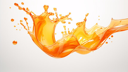 Orange juice splash isolated on transparent background cutout, sliced orange juice splash concept...