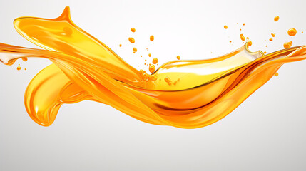 Orange juice splash isolated on transparent background cutout, sliced orange juice splash concept illustration