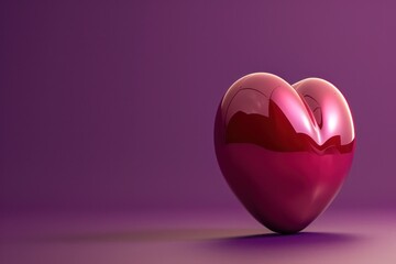 Fototapeta premium Image 3D d'un cœur sur fond violet, dans le style des sculptures postmodernes, charme romantique, 