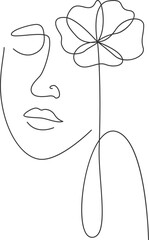 Woman Face With Flower Drawing