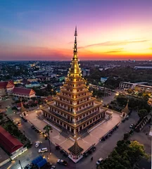 Deurstickers Aerial view of Wat Nong Waeng, also known as Phra Mahathat Kaen Nakhon, in Khon Kaen, Thailand © pierrick