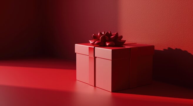 Boîtes cadeaux rouges avec nœud sur un fond rouge, image avec espace pour texte