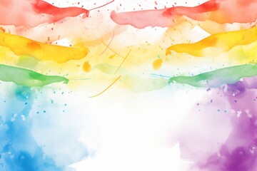 Rainbow watercolor banner background, where the exuberant display, Generative AI