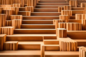 Create a compelling graphic that showcases the significance of planning and development in business growth, using wooden blocks as visual symbols