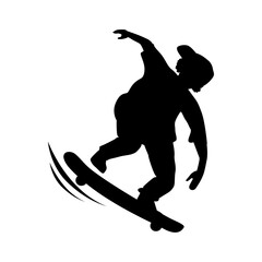 Skateboarder move. Extreme sport exercise. Fashion of youth.