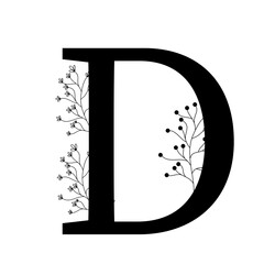 abstract floral alphabet D for designing and decoration, Doodle style