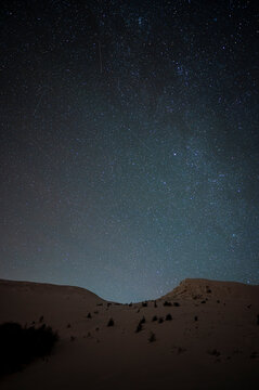 Night view of Tarnica in the Bieszczady National Park, Poland.